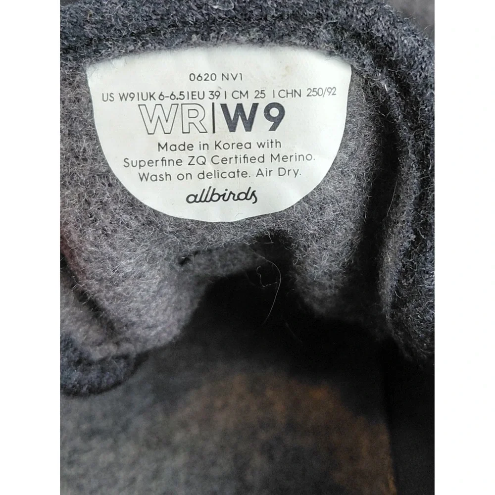 Allbirds Wool Runners Womens 9 Charcoal Grey Merino‎ Wool Sneakers Walking Shoes